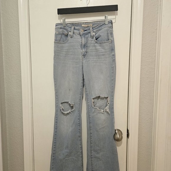 Women's Light Blue Flare Jeans - Picture 9 of 10